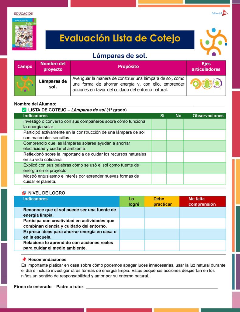 Listas de Cotejo 1° Grado de Primaria NEM