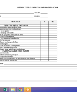 Lista de cotejo para evaluar una exposición 1