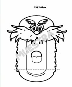Página para colorear imprimible en blanco y negro de Dr Seuss El Lorax Marionetas Big Mouth, un personaje querido de Dr Seuss, que muestra una cara encima de la pestaña de una lata de refresco. La palabra 