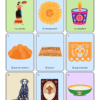 Una tarjeta de lotería temática del Día de Muertos con nueve cuadros ilustrados que muestran: La Catrina, flor de cempasúchil, veladora, pan de muerto, petate, papel picado, perro xoloitzcuintle, retrato y un tazón de sal.