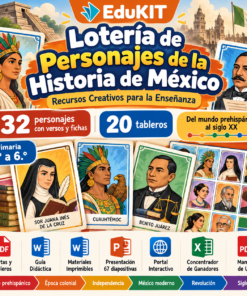 EduKIT Lotería de Personajes de la Historia de México para Primaria | 32 Personajes, 20 Tableros y Portal Interactivo