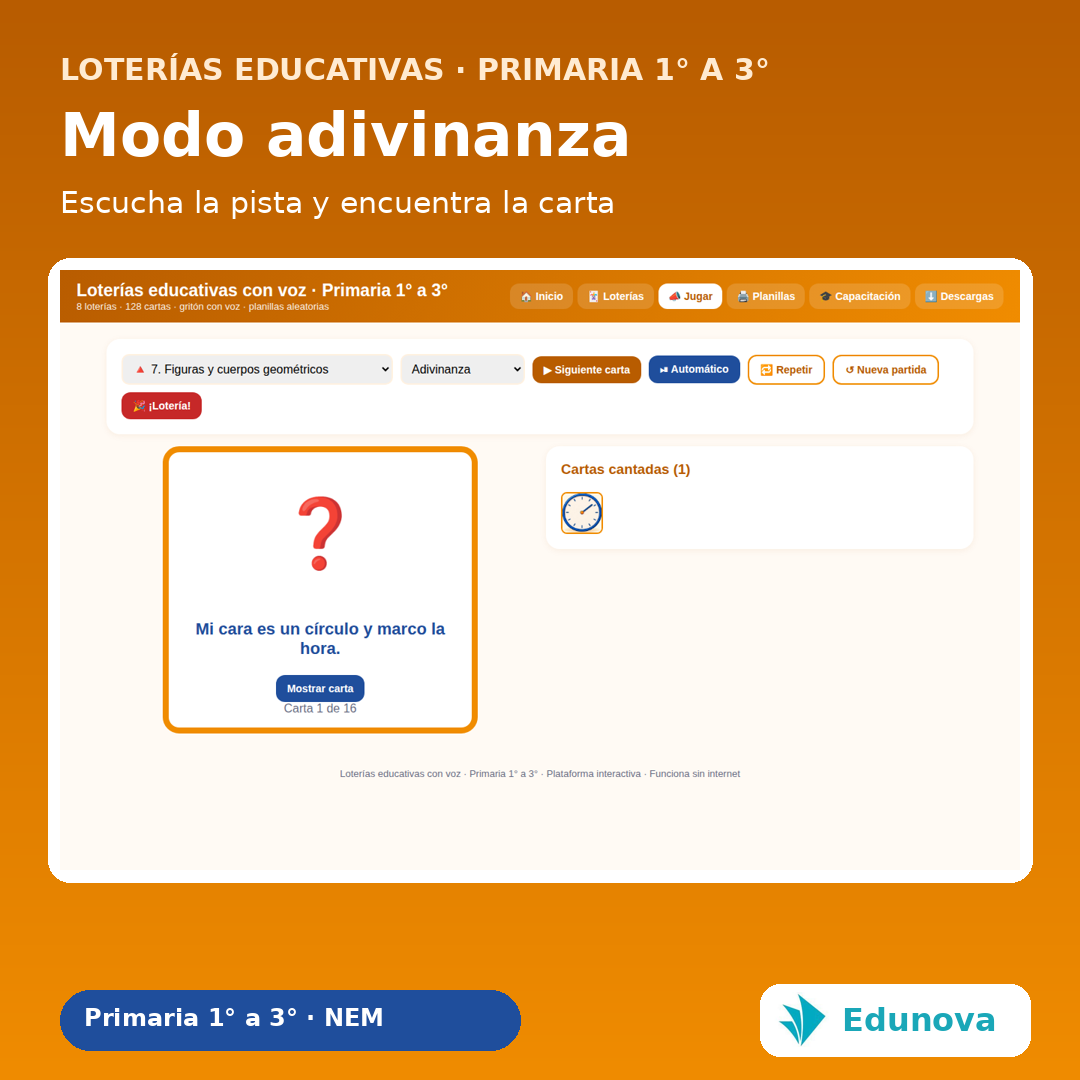 Loterías Educativas con Voz Primaria 1° a 3° | 8 Juegos Interactivos, 128 Cartas y Recursos NEM 4 Loterías Educativas con Voz Primaria 1° a 3° | 8 Juegos Interactivos, 128 Cartas y Recursos NEM - Imagen 4