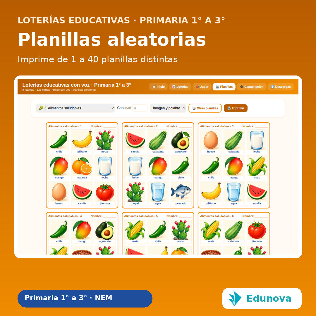 Loterías Educativas con Voz Primaria 1° a 3° | 8 Juegos Interactivos, 128 Cartas y Recursos NEM 5 Loterías Educativas con Voz Primaria 1° a 3° | 8 Juegos Interactivos, 128 Cartas y Recursos NEM - Imagen 5