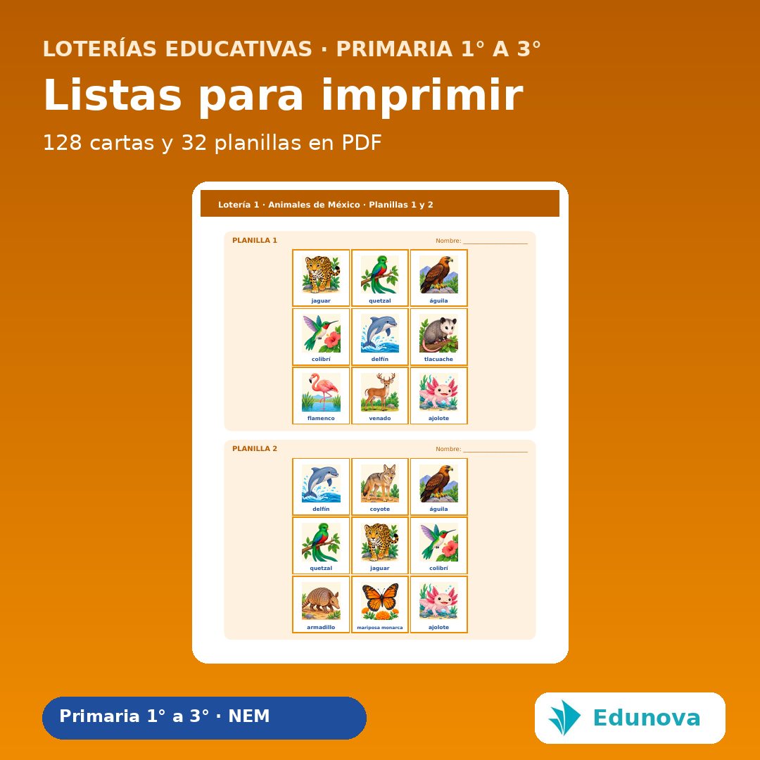 Loterías Educativas con Voz Primaria 1° a 3° | 8 Juegos Interactivos, 128 Cartas y Recursos NEM 7 Loterías Educativas con Voz Primaria 1° a 3° | 8 Juegos Interactivos, 128 Cartas y Recursos NEM - Imagen 7