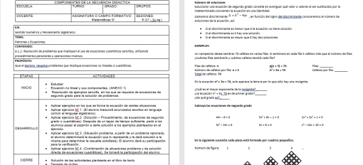 Captura de pantalla de un documento con varias secciones que incluyen "objetivos", "contenidos", "evaluación" y "encaros", llenas de detalles instructivos y estándares educativos en formato de tabla. Se ven varias casillas de verificación y opciones de lista.