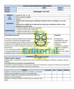 Imagen de un documento detallado del plan de lecciones de español para 