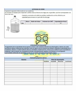 Hoja de trabajo que incluye un diagrama etiquetado de Planeaciones Secundaria Matematicas 3 Trimestre 3 (PLAN 2017) en la parte superior, una explicación de un experimento a continuación y una tabla para que los estudiantes evalúen a sus compañeros según criterios como la planificación de actividades, la claridad y la integridad.