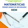 Portada de un libro mexicano de matemáticas para secundaria. Incluye herramientas geométricas (regla, compás, transportador, lápiz, bolígrafo) y un diagrama de triángulo rectángulo en papel cuadriculado. Texto en español sobre el plan de estudios de matemáticas.