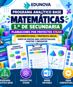 Matemáticas NEM 1.º de Secundaria | Programa Analítico Base y Planeaciones por Proyectos STEAM | Word Editable
