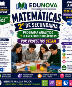 Matemáticas 2° Secundaria NEM 2026-2027 | Programa Analítico y Planeaciones por Proyectos STEAM | Word Editable