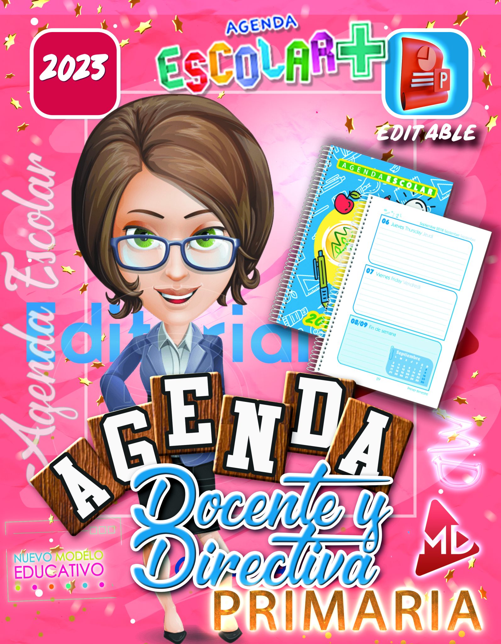 Super Agenda Docente/Directiva 2022-2023 Editable (Primaria + 50 Diseños de  Portadas)