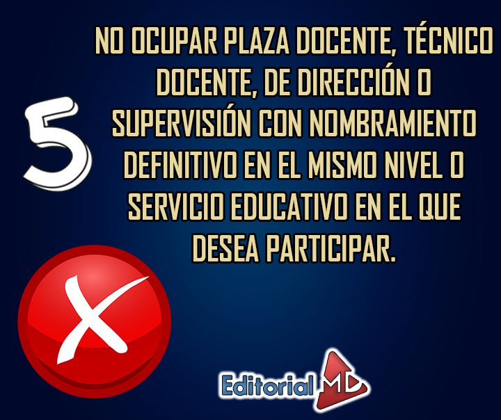 NO OCUPAR PLAZA DOCENTE 05