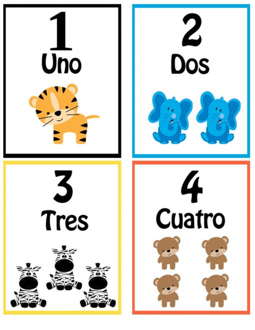 Tarjetas del 1 al 10 para Niños con animales