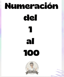 Cartel blanco con texto negro en negrita que dice "Numeración del 1 al 100". En la parte inferior aparece un logotipo circular con una persona con gafas y el texto "Mtro. Atzin". El fondo tiene un tenue degradado de color pastel.