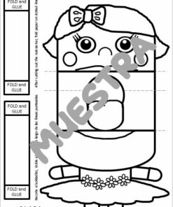 Hoja imprimible en blanco y negro para armar una muñeca de papel llamada Clara, inspirada en el ballet 