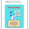 EJERCICIOS Y PROBLEMAS CON FRACCIONES 10 Diagrama en español que explica las fracciones, con partes etiquetadas: