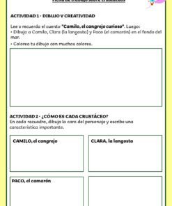 Ficha de trabajo en español para niños titulada 