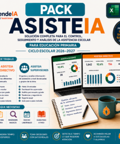 PACK ASISTEIA | Control y Seguimiento de Asistencia Escolar en Excel | Docentes, Directivos y Supervisores de Primaria
