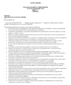 Plan Anual de Trabajo para 5º o 6º grado