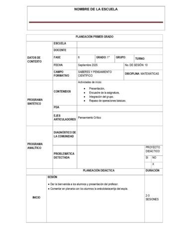PLANEACION MATEMATICAS SECUNDARIA PRIMER GRADO SEPTIEMBRE - Image 2