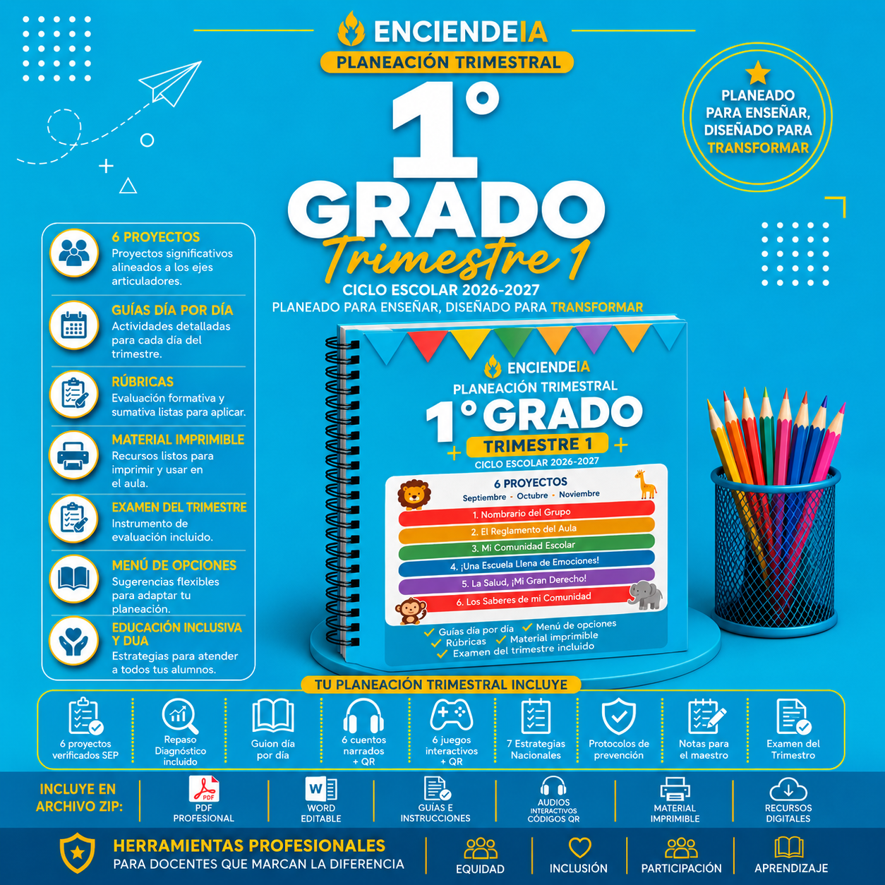 Planeación Trimestral 1° de Primaria | Trimestre 1 | NEM 2026-2027 1 Planeación Trimestral 1° de Primaria | Trimestre 1 | NEM 2026-2027