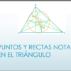 Diapositiva con un diagrama geométrico de un triángulo que muestra puntos y rectas notables; el título en español dice "Puntos y Rectas Notables en el Triángulo".