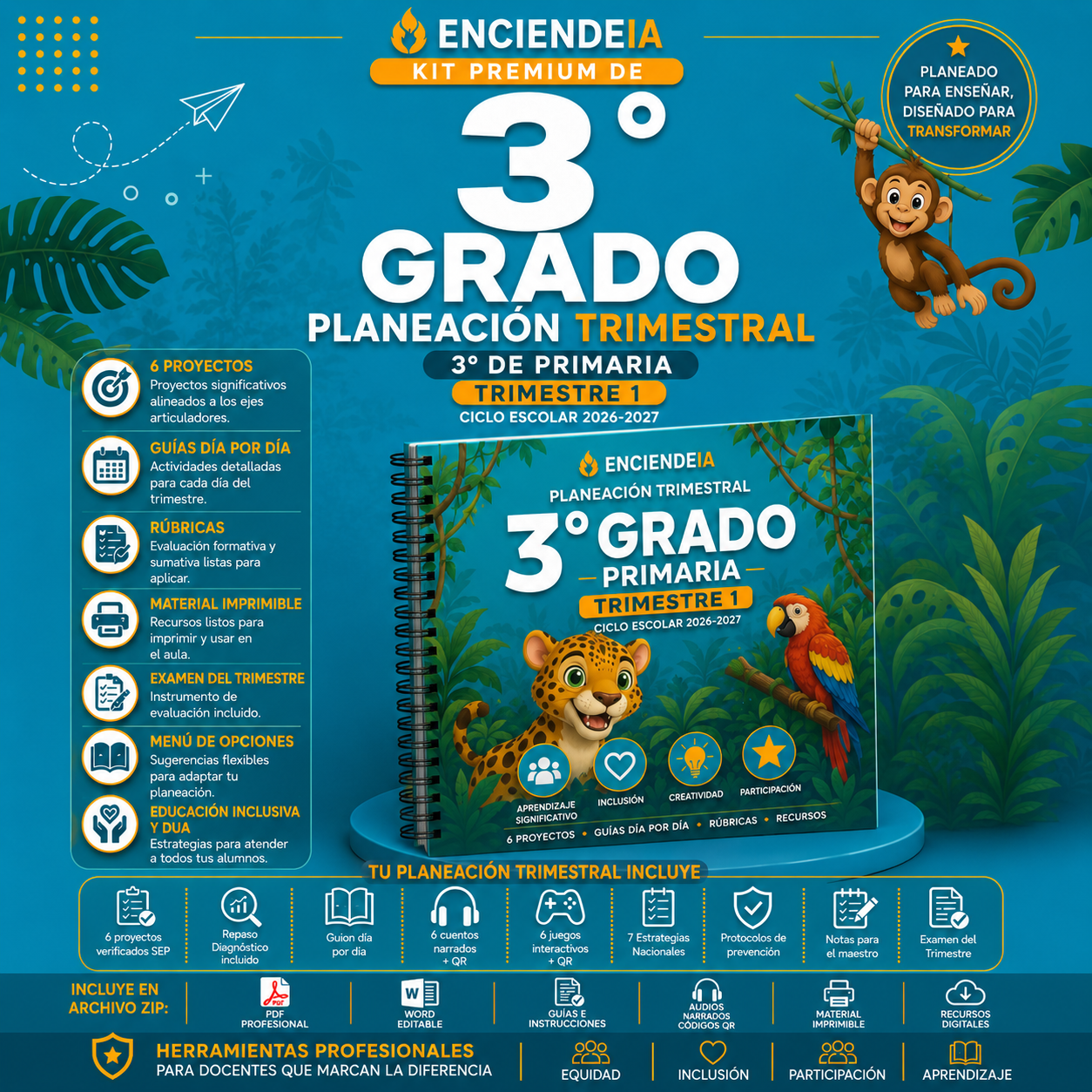 Planeación Trimestral Premium | 3.º de Primaria | Trimestre 1 | NEM 2026-2027 | Word 100 % Editable + PDF + Audios + Juegos Interactivos 1 Planeación Trimestral Premium | 3.º de Primaria | Trimestre 1 | NEM 2026-2027 | Word 100 % Editable + PDF + Audios + Juegos Interactivos