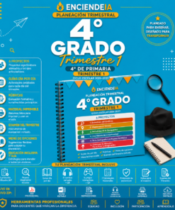 Planeación Trimestral Premium | 4.º de Primaria | Trimestre 1 | NEM 2026-2027 | Word 100 % Editable + PDF + Audios + Juegos Interactivos