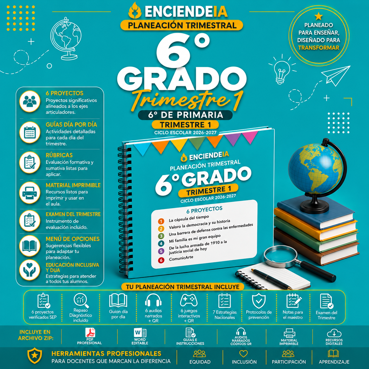 Planeación Trimestral Premium | 6.º de Primaria | Trimestre 1 | NEM 2026-2027 | Word 100 % Editable + PDF + Audios + Juegos Interactivos 1 Planeación Trimestral Premium | 6.º de Primaria | Trimestre 1 | NEM 2026-2027 | Word 100 % Editable + PDF + Audios + Juegos Interactivos