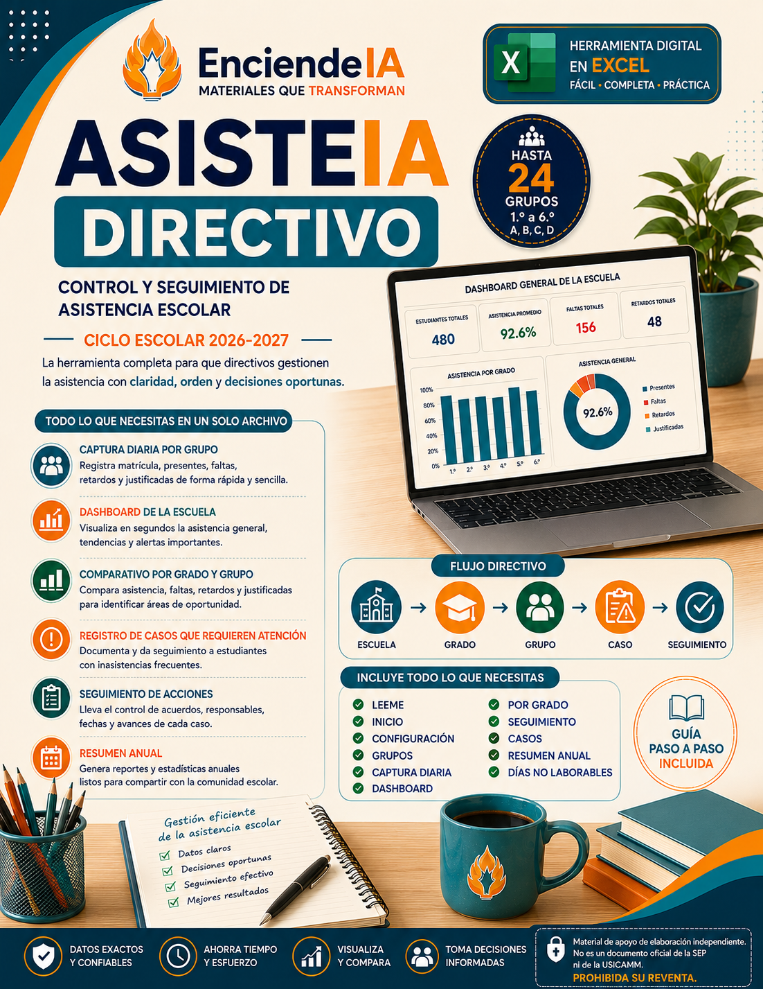 ASISTEIA DIRECTIVO | Control y Seguimiento de Asistencia Escolar en Excel 1 ASISTEIA DIRECTIVO | Control y Seguimiento de Asistencia Escolar en Excel