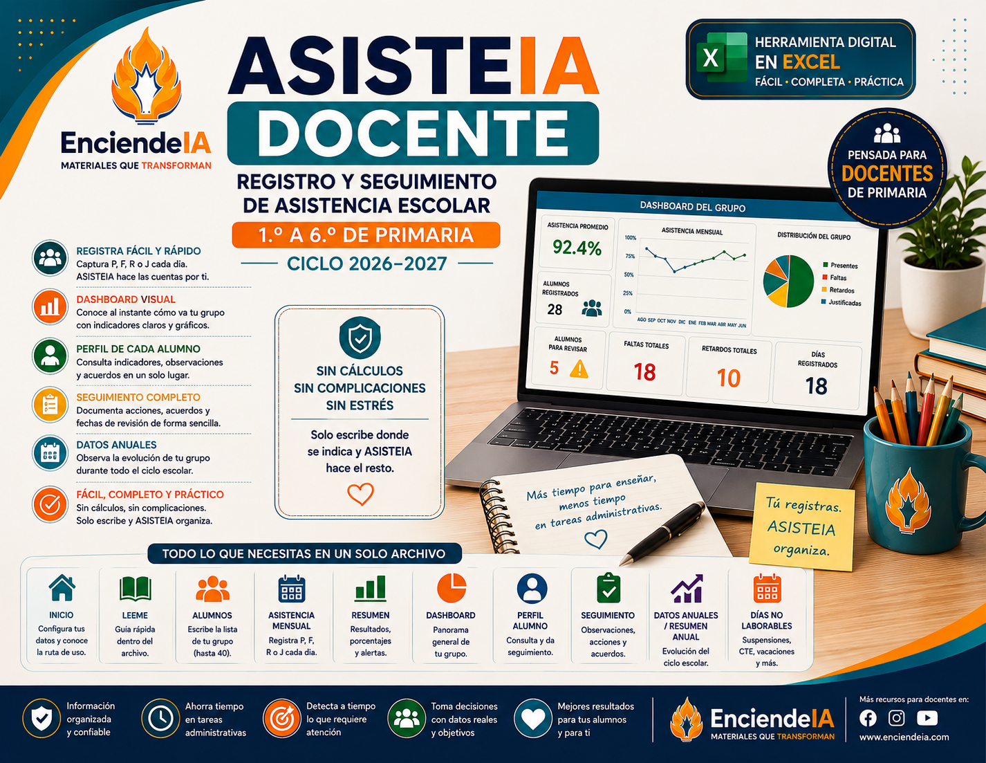 ASISTEIA DOCENTE 2026-2027 | Sistema de Asistencia, Seguimiento y Análisis para Primaria 1 ASISTEIA DOCENTE 2026-2027 | Sistema de Asistencia, Seguimiento y Análisis para Primaria
