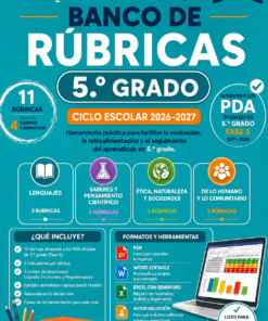 BANCO DE RÚBRICAS 5.º GRADO | 11 RÚBRICAS + SEMÁFORO DEL GRUPO + AUTOEVALUACIÓN