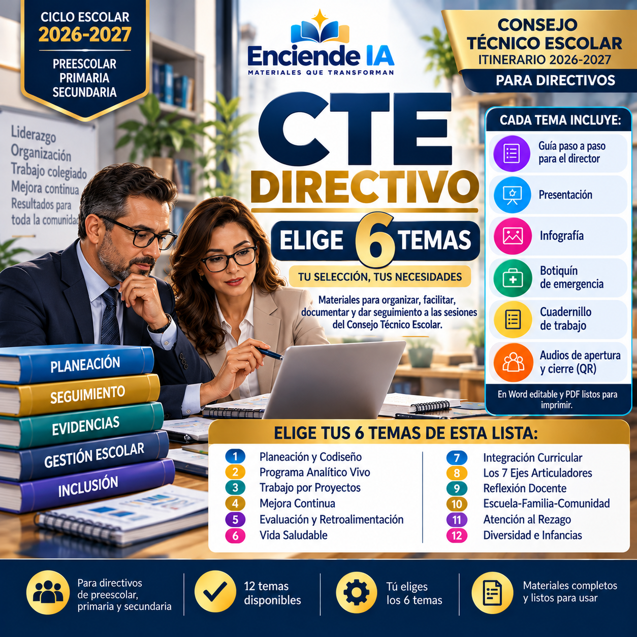 CTE Directivo 2026-2027 | Elige 6 Temas con Materiales Editables 1 CTE Directivo 2026-2027 | Elige 6 Temas con Materiales Editables