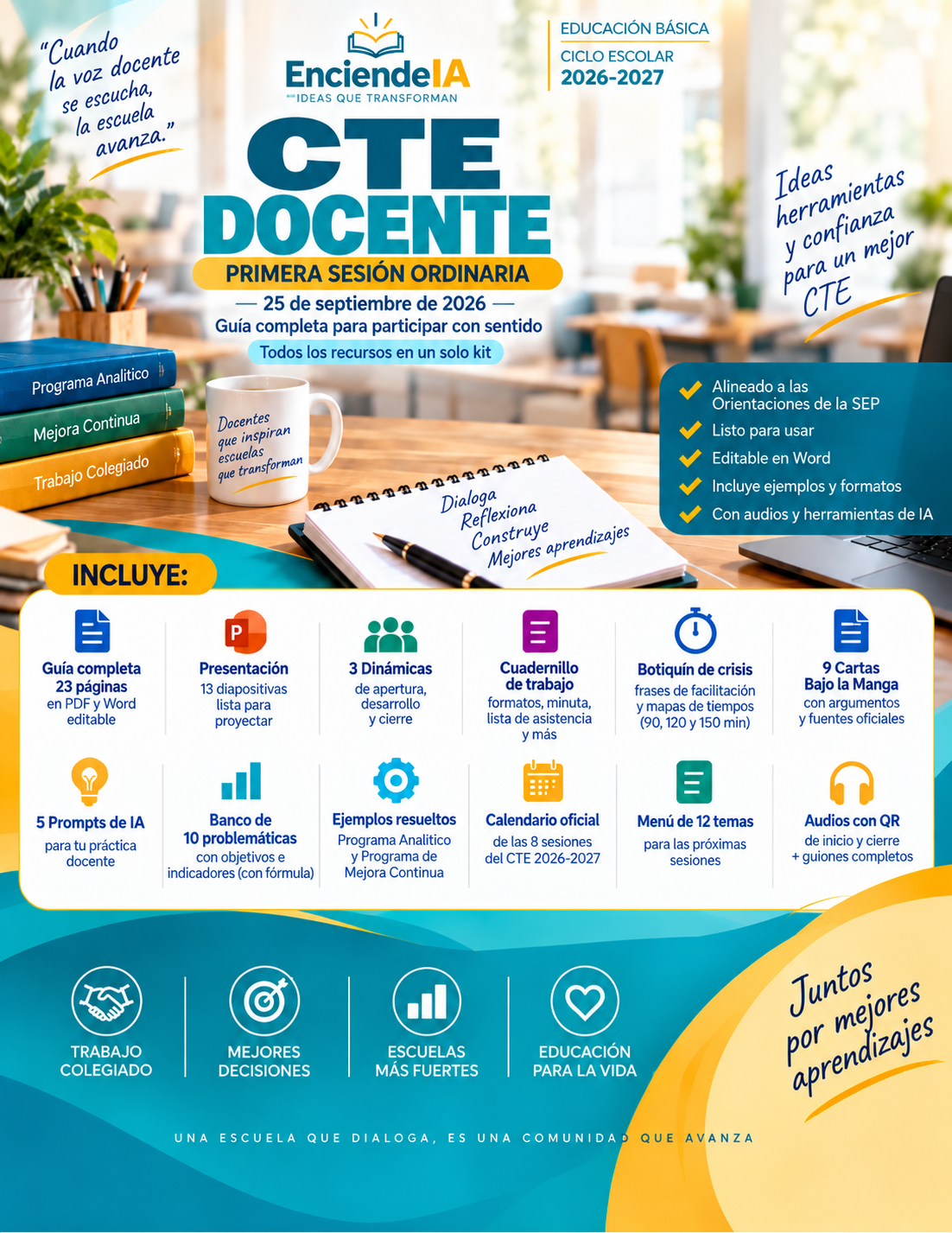 CTE Docente Septiembre 2026 | Primera Sesión Ordinaria | Guía Editable, PowerPoint, Dinámicas y Recursos para el Trabajo Colegiado 1 CTE Docente Septiembre 2026 | Primera Sesión Ordinaria | Guía Editable, PowerPoint, Dinámicas y Recursos para el Trabajo Colegiado