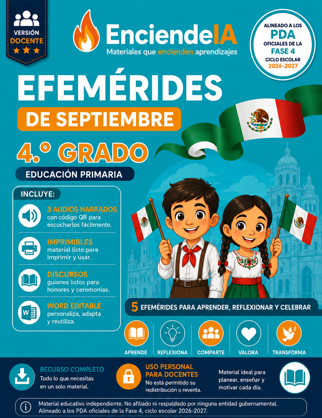 Efemérides de Septiembre 2026 — 4.º Grado de Primaria 1 Efemérides de Septiembre 2026 — 4.º Grado de Primaria