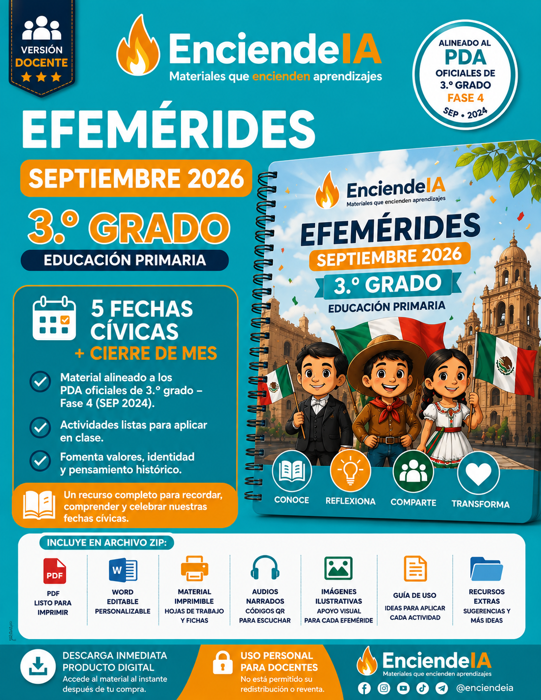 Efemérides de Septiembre para 3er Grado | NEM + Imprimibles + Audios QR 1 Efemérides de Septiembre para 3er Grado | NEM + Imprimibles + Audios QR