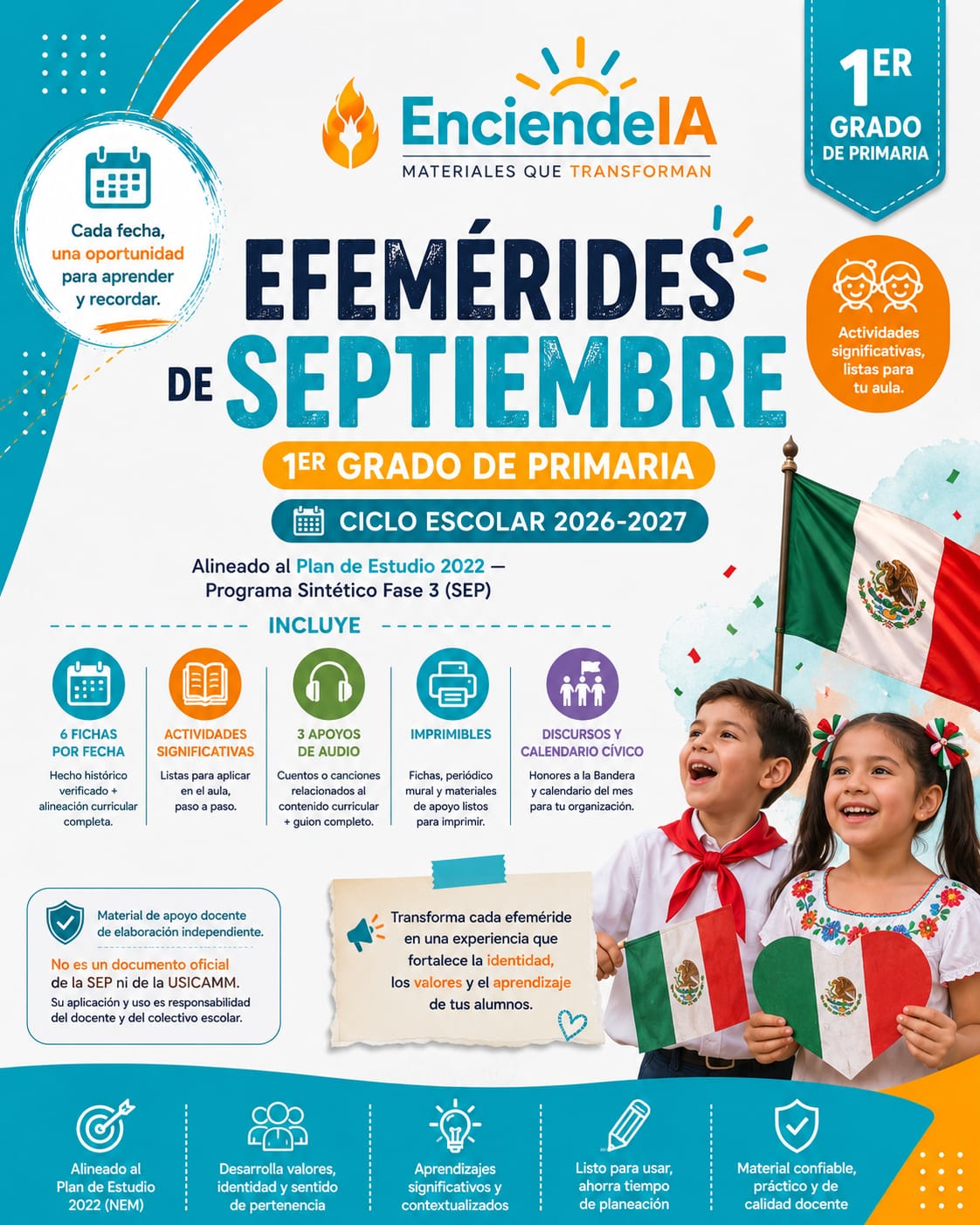 Efemérides de Septiembre 1.º de Primaria | Actividades, Audios, Imprimibles y Calendario Cívico 2026-2027 1 Efemérides de Septiembre 1.º de Primaria | Actividades, Audios, Imprimibles y Calendario Cívico 2026-2027
