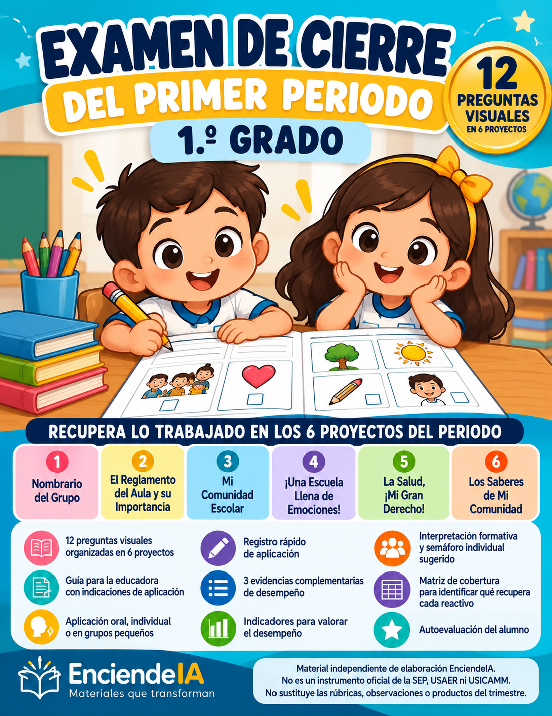 Examen de Cierre del Primer Periodo — 1° Grado 1 Examen de Cierre del Primer Periodo — 1° Grado