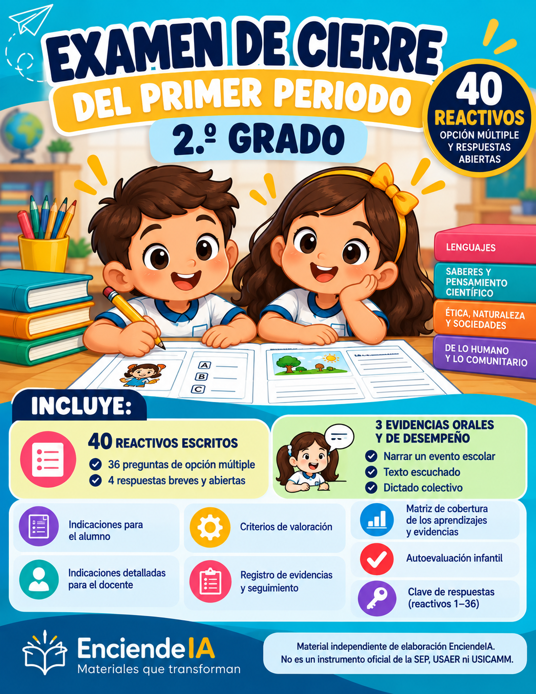 Examen de Cierre del Primer Periodo — 2° Grado 1 Examen de Cierre del Primer Periodo — 2° Grado