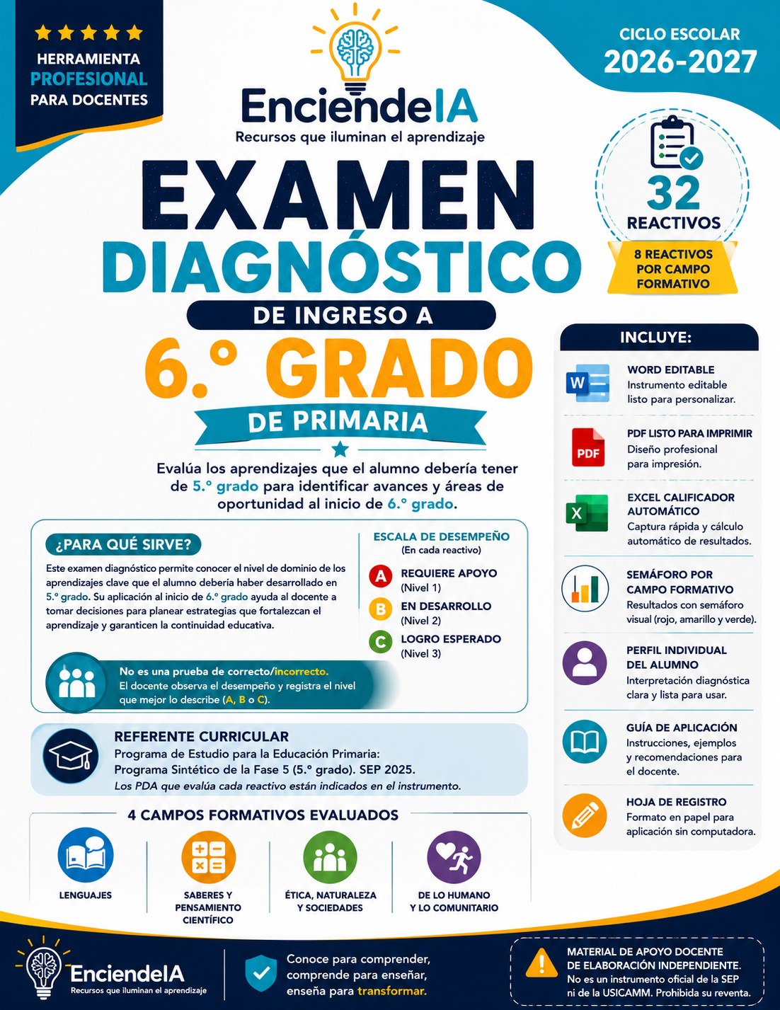 Evaluación Diagnóstica 6.º Grado | No Solo Evalúa: Identifica Qué Necesita Tu Grupo 1 Evaluación Diagnóstica 6.º Grado | No Solo Evalúa: Identifica Qué Necesita Tu Grupo