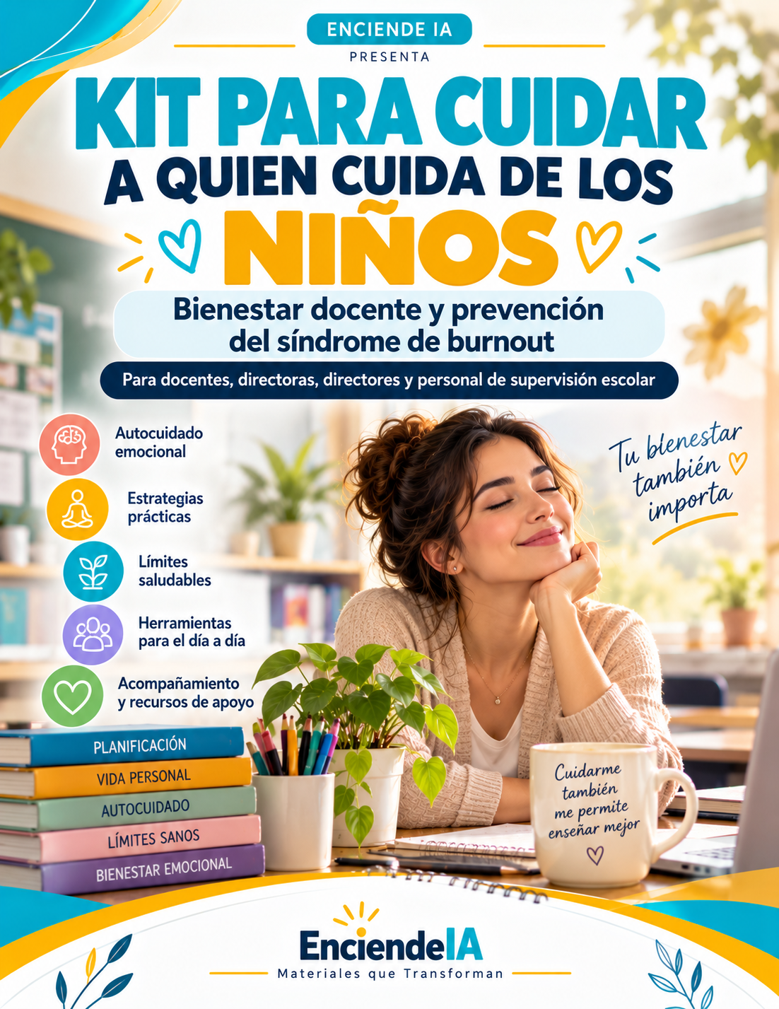 Kit para Cuidar a Quien Cuida de los Niños | Bienestar y Autocuidado Docente con 11 Audios Guiados 1 Kit para Cuidar a Quien Cuida de los Niños | Bienestar y Autocuidado Docente con 11 Audios Guiados