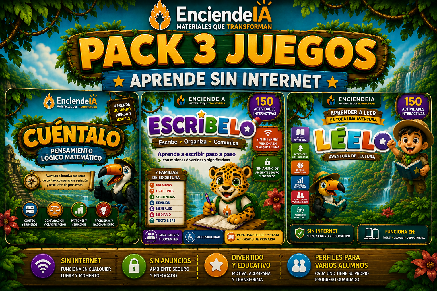 TRILOGÍA EDUTECH: CUÉNTALO + LÉELO + ESCRÍBELO | 3 JUEGOS EDUCATIVOS INTERACTIVOS PARA PRIMARIA 1 TRILOGÍA EDUTECH: CUÉNTALO + LÉELO + ESCRÍBELO | 3 JUEGOS EDUCATIVOS INTERACTIVOS PARA PRIMARIA