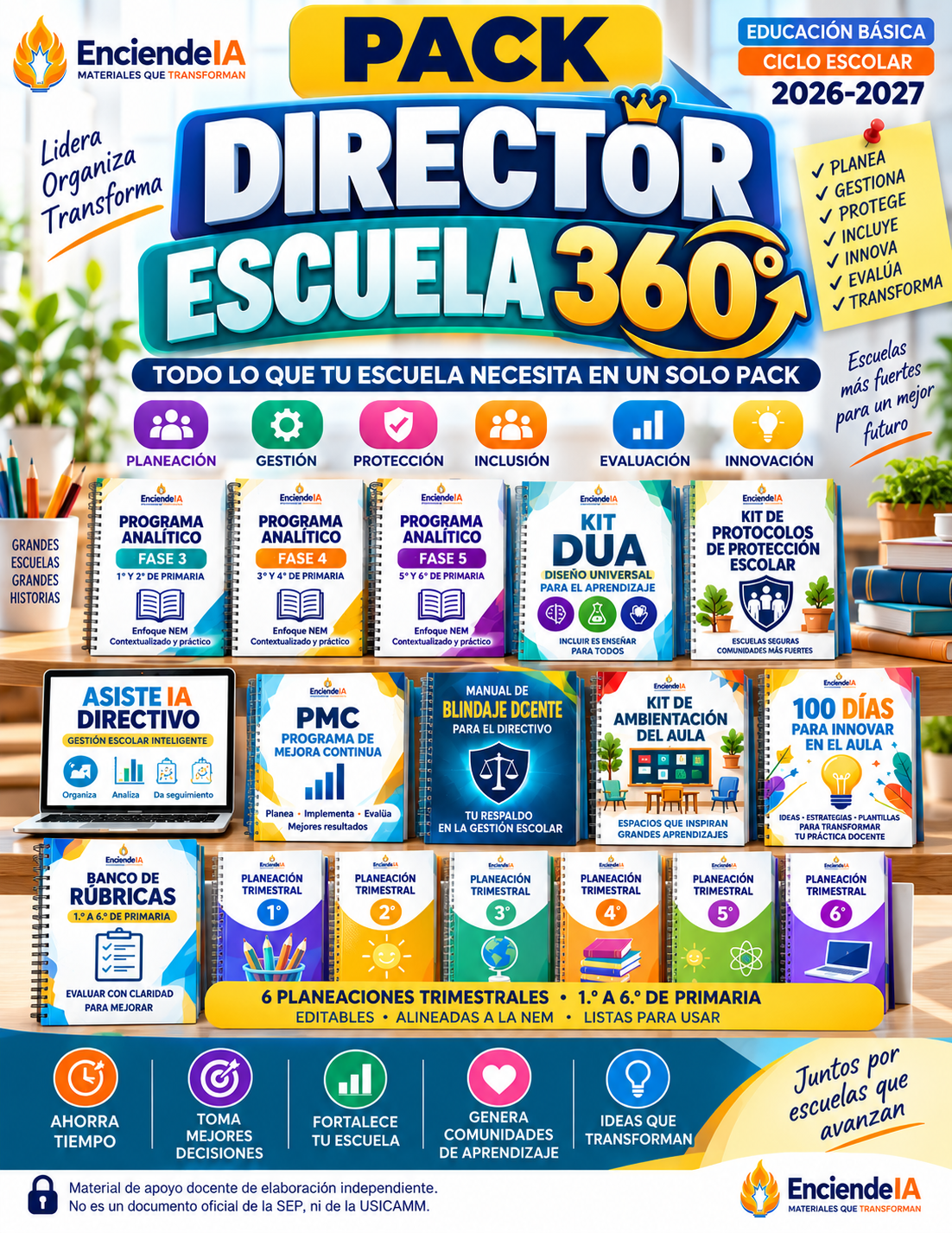 Pack Director Escuela 360° Enciende IA | Planeación, Gestión Escolar, Inclusión y Recursos Docentes 2026-2027 1 Pack Director Escuela 360° Enciende IA | Planeación, Gestión Escolar, Inclusión y Recursos Docentes 2026-2027