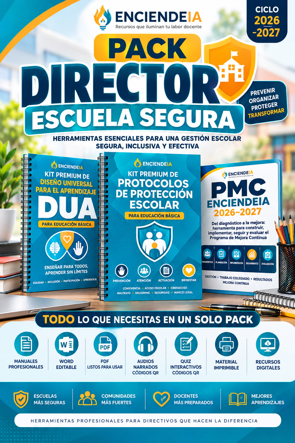 Pack Director Escuela Segura 2026–2027 | PMC, DUA y Protocolos de Protección Escolar 1 Pack Director Escuela Segura 2026–2027 | PMC, DUA y Protocolos de Protección Escolar