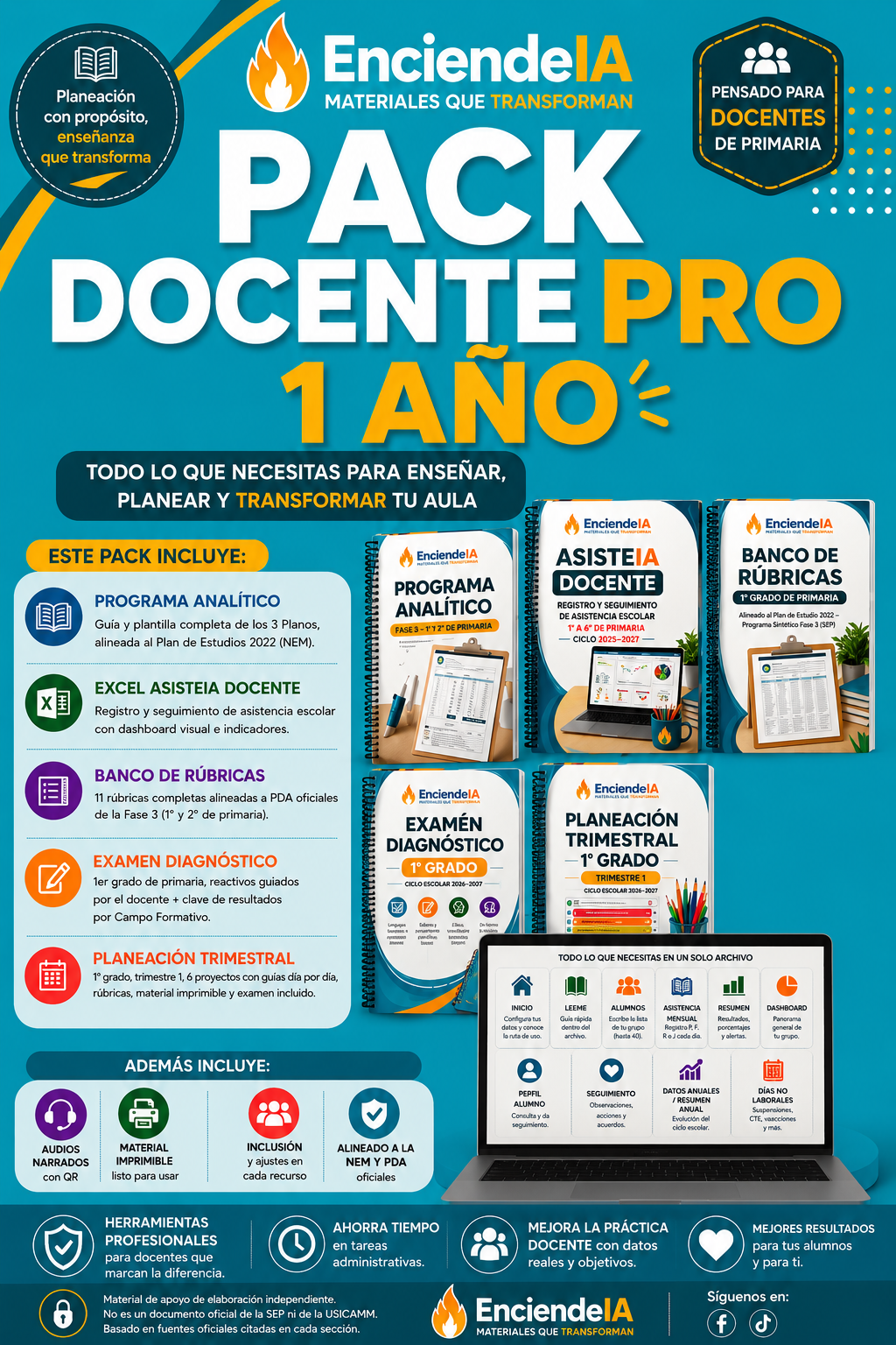 PACK DOCENTE PRO 1.º AÑO | 5 RECURSOS ESENCIALES PARA EL TRABAJO DOCENTE 1 PACK DOCENTE PRO 1.º AÑO | 5 RECURSOS ESENCIALES PARA EL TRABAJO DOCENTE