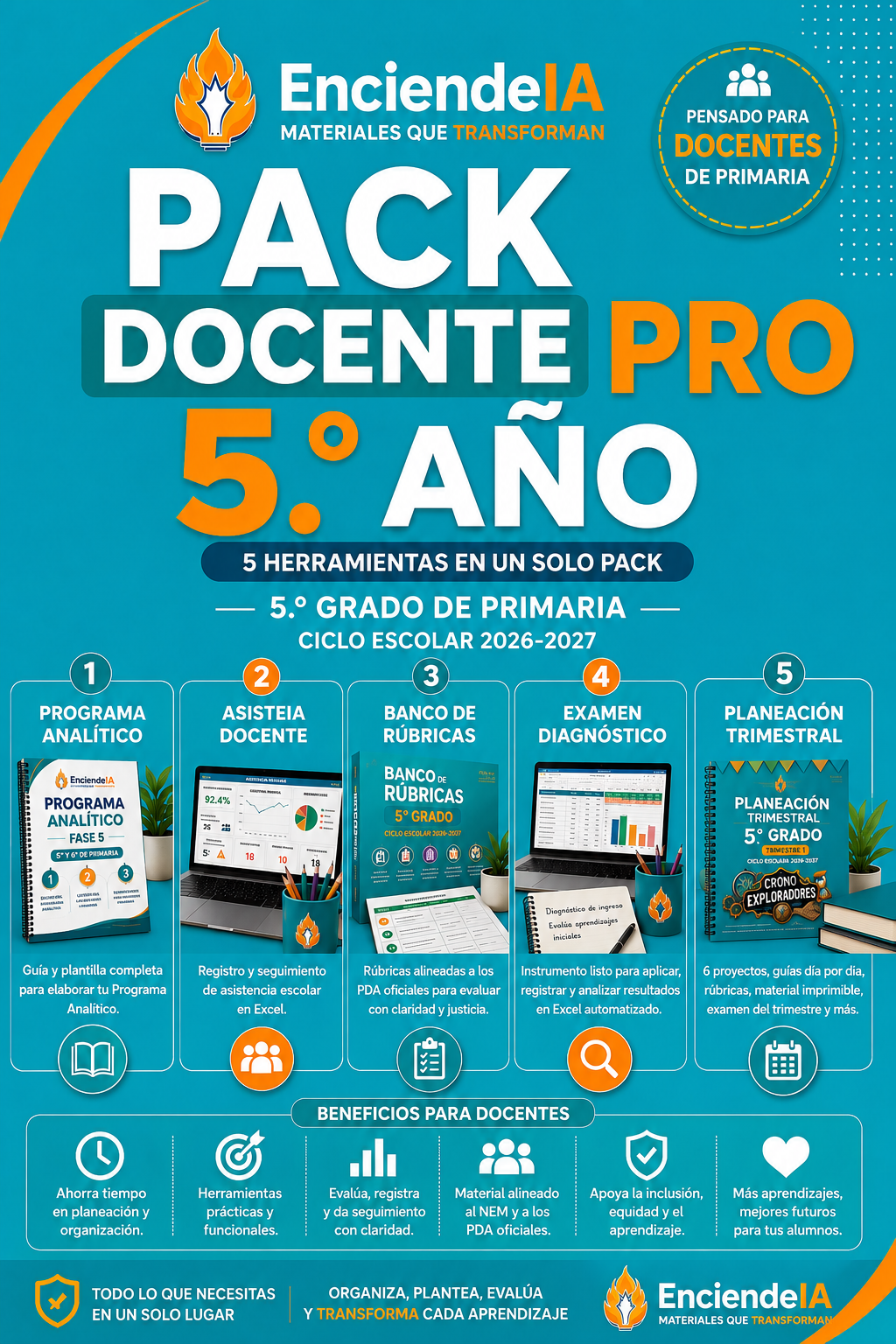 Pack Docente Pro 5.º Año | Planeación, Evaluación y Herramientas Docentes 2026-2027 1 Pack Docente Pro 5.º Año | Planeación, Evaluación y Herramientas Docentes 2026-2027