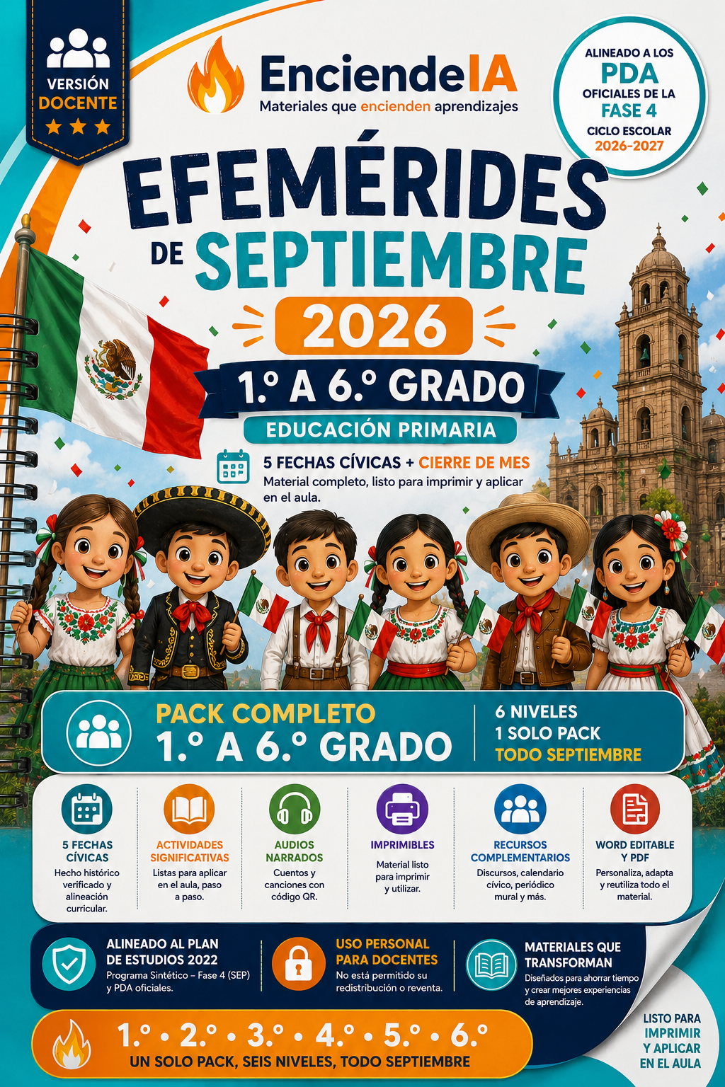 Pack Completo Efemérides de Septiembre 2026 | 1.º a 6.º Grado de Primaria 1 Pack Completo Efemérides de Septiembre 2026 | 1.º a 6.º Grado de Primaria