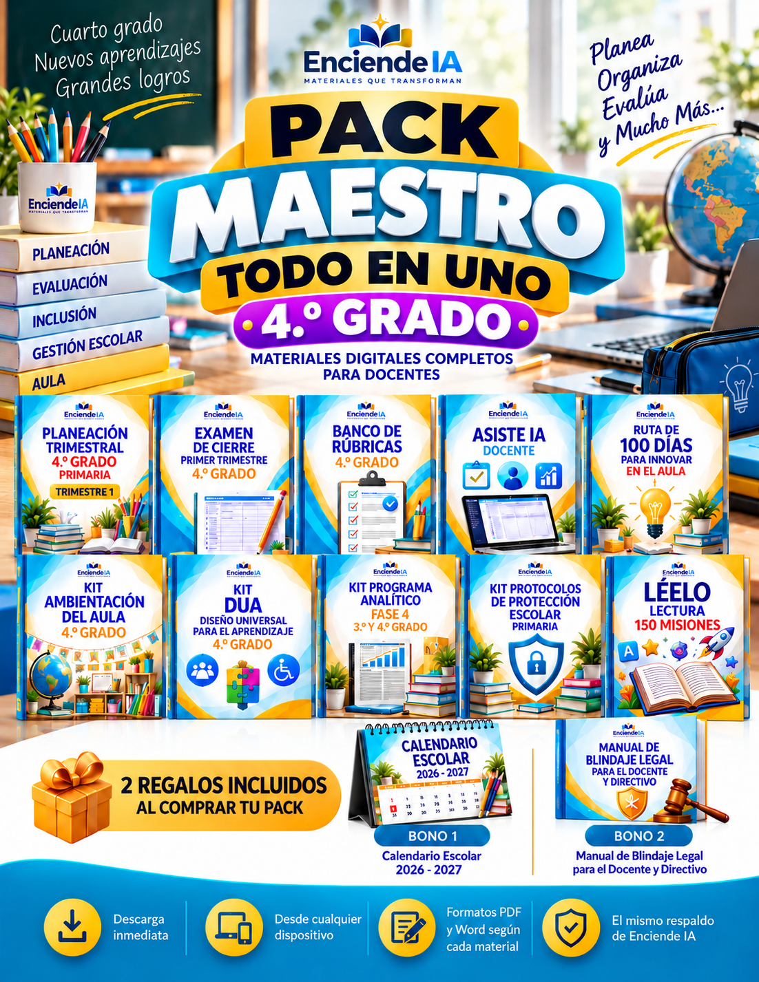 Pack Maestro Todo en Uno 4.º Grado de Primaria | Materiales Digitales para Docentes 2026-2027 1 Pack Maestro Todo en Uno 4.º Grado de Primaria | Materiales Digitales para Docentes 2026-2027