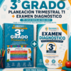 Planeación Trimestral T1 + Examen Diagnóstico de 3.º grado en un solo pack. Incluye 6 proyectos, guías día por día, rúbricas, materiales, recursos interactivos y digitales, más examen de 32 reactivos con Excel calificador y 2 audios de apoyo.