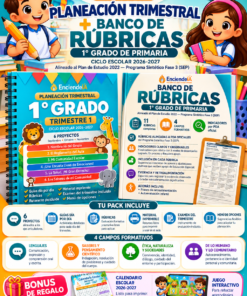 Pack Planeación Trimestral + Banco de Rúbricas 1.º Grado de Primaria | Trimestre 1